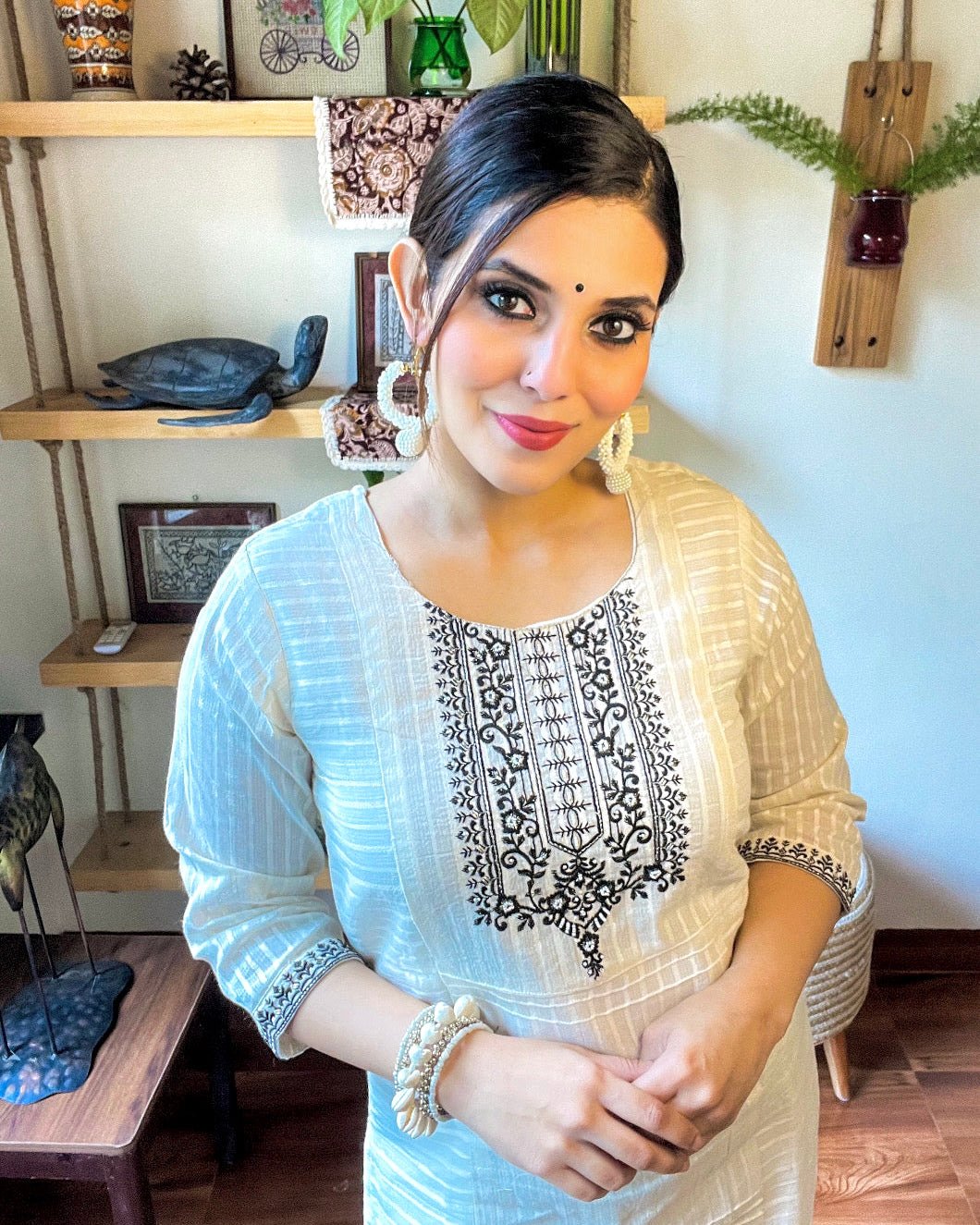 Zoya White Cotton Kurta Set - Param Iqbal